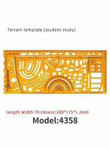 模板测量尺圆形椭圆尺 K 树脂绘图设计家具建筑师模板绘图尺 - 薑色 - 查看 17