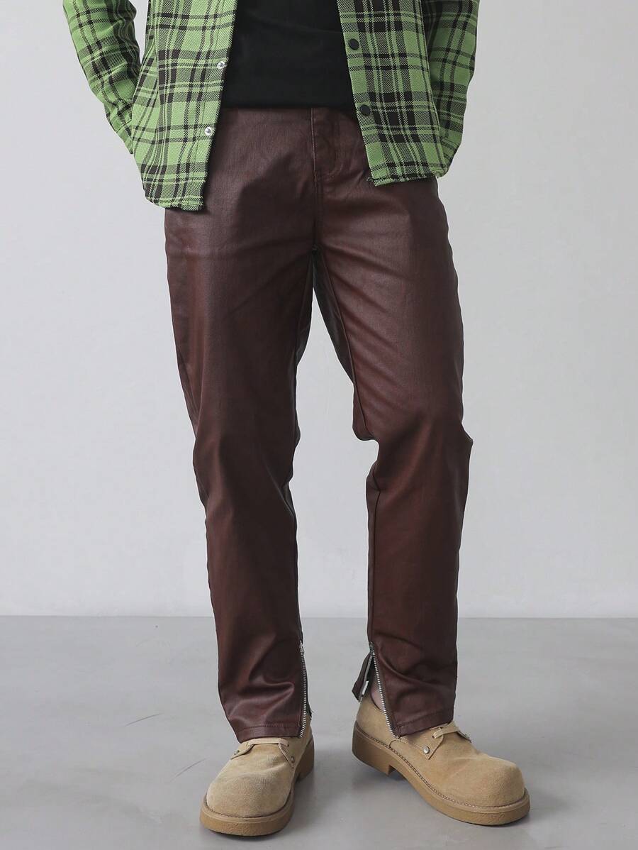 Manfinity Hypemode Jeans de unicolor con bolsillo, estilo casual sencillo para hombres, para uso diario - Rojo - Ver 1