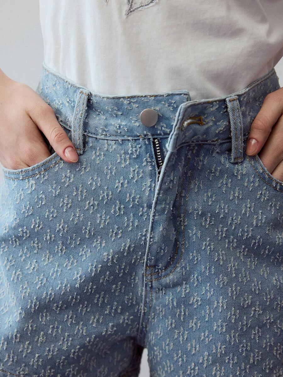 MOTF STUDIO TEXTURED SLANT POCKET DENIM SHORTS