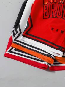 3pcs/Set Baby Boy Summer Casual Sports Basketball & Football Letter Print Mesh Shorts Baby Boy Sports Clothes 18 Month Boy Clothes Track Shorts Baby Boy Basketball Clothes