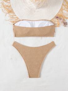 SHEIN Swim Conjunto de bikini de 2 piezas sin tirantes para mujer, casual de playa