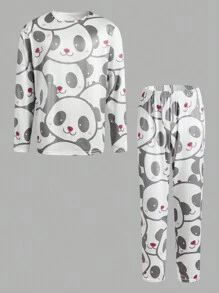 Cute Panda Print Men's Sleepwear Set - Multicolor - View 1