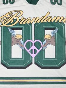 Manfinity Dauomo 男士字母印花V领短袖休闲T恤 - 彩色 - 查看 5