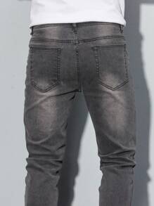 Manfinity Homme Men's Slim Fit Pocket Detail Casual Jeans, Daily Wear