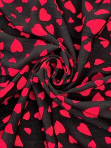 EMERY ROSE Women's Round Neck Long Sleeve All-Over Heart Print Casual Short Dress - Multicolor - View 7