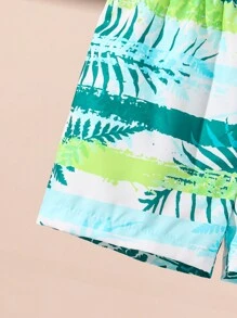 SHEIN Playful Pals Bộ trang phục thường ngày đi biển mùa hè cho bé trai 3 món - Áo phông tay ngắn họa tiết sọc, quần short cạp chun, mũ rộng vành chống nắng - Nhiều màu - Xem 6