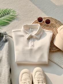 SHEIN Babyboy 可爱百搭白色针织翻领 Polo 衫，夏季 - 彩色 - 查看 6