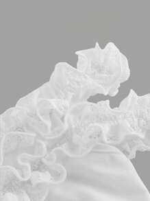 SHEIN MOD Women Solid Color Lace Ruffle Hem Blouse, White Ladies Top,Concert,Women Summer Tops,Concert Tops,Summer Tops,Concert Outfits - White - View 4