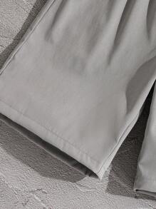 SHEIN Tween Boys 2pcs Sets - Khaki Funny English Letter Print T-Shirt Paired With Cargo Pants, Fashionable Streetwear Outfit, Suitable For Outdoor Activities And Daily Wear