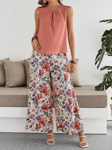 EMERY ROSE 2 件女式纯色无袖上衣和长裤休闲套装