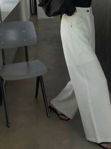 DAZY Damen Gerade Hose, unifarbig, strukturierter Stoff, geeignet für Frühling und Sommer