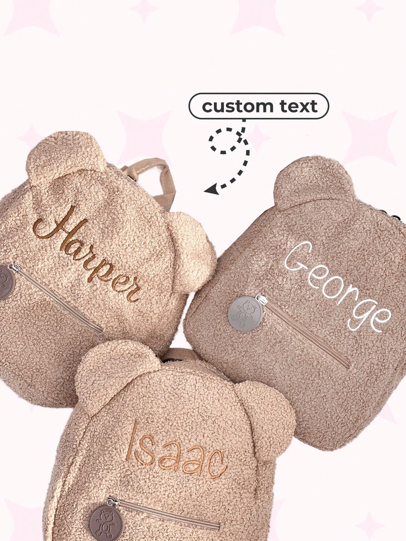 Teddy Bear Toddler Backpack, Custom Name Kids Backpack, Embroidered Plush Bag, Multi-Functional, Compact, Ornamental, Cute Kawaii Baby Backpack For Boys & Girls, Personalized Gift For Family, Friends, Daughter, Son, Her, Ideal For Birthdays, Children's Day, Valentine's, Back To School, Winter, Autumn, Spring Break