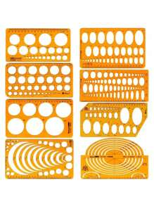 模板测量尺圆形椭圆尺 K 树脂绘图设计家具建筑师模板绘图尺 - 薑色 - 查看 4