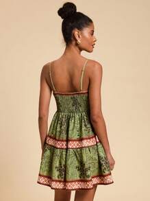Travachic Vestido Estampado Mini com Alças Finas Tecido