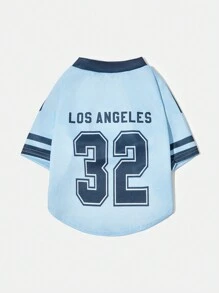 PETSIN 1pc Pet Dog Cat Blue #32 LA Number & Letter Print Jersey, Fashionable Casual Breathable & Soft Dog Shirt