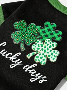 PETSIN 1 件男女通用狗猫图案休闲三叶草印花套头衫，黑色 - 彩色 - 查看 6