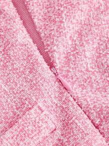 SHEIN MOD Women Tweed V-Neck Sleeveless Pearl Button Jumpsuit, Pink Jumpsuit,Professional Women Clothes,Office Women Outfits,Summer Women Dresses - Pink - View 3