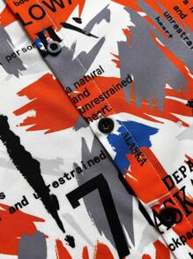 Tween Boy Cool Pattern Polo Collar Short Sleeve Shirt, Fashionable And Versatile For Casual, Sports, Outing, School, Party - Orange - View 5