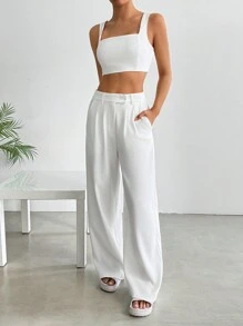 Muchica 女士 2 件纯色吊带背心和长裤套装，简约休闲，适合日常穿着