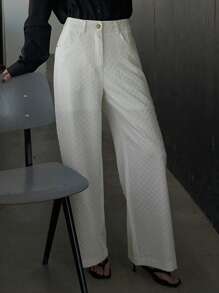 DAZY Damen Gerade Hose, unifarbig, strukturierter Stoff, geeignet für Frühling und Sommer