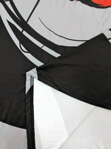 EMERY ROSE Sommer Ölgemälde Portrait Muster V-Ausschnitt Kurzarm Große Größen Frauenkleid, lässig und locker, bis zur Mitte der Wade