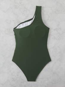 Swim Basics Traje de baño de una pieza, ajustado, de unicolor, sin mangas y asimétrico para mujer