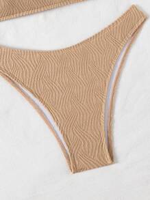 SHEIN Swim Conjunto de bikini de 2 piezas sin tirantes para mujer, casual de playa
