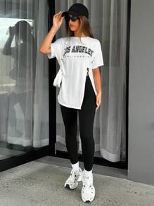 SHEIN Essnce 夏季两件套服装简约时尚日常休闲 - 黑與白 - 查看 4