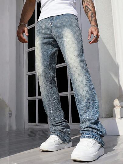 Street Life Men's Casual Skinny Fit Straight Leg Jeans With Pockets, Everyday Wear