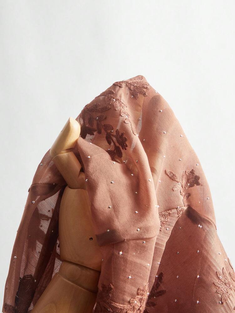 V-Neck Lantern Sleeve Rhinestone Embroidery Vintage Vacation Shirt