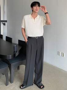 DAZY Men's Summer Zipper Half-Zip Ribbed Knit Vacation Sweater - White - View 3