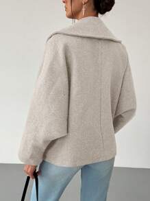 Aloruh Nuevo elegante abrigo de mezcla de lana de solapa gris, versátil