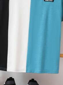 Koszulka z krótkim rękawem i okrągłym dekoltem w bloki kolorów dla chłopców, odpowiednia na letnie dni, na zewnątrz, do uprawiania sportu, na wakacje, na imprezę, do szkoły