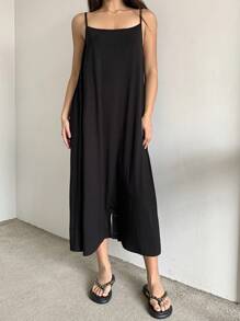 DAZY Mono ancho y suelto de color liso informal para mujer, ropa de estar en casa
