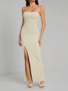 SHEIN Tall 女士优雅纯色高开叉紧身连衣裙