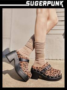 Sugerpunk Women's Fashionable Black Backstrap Wooden Clog Platform Slingback Shoes Spring Shoes Spring Break Easter Prom Heels - Brown - View 2