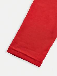 Teens Girl Valentine's Day Contrast Heart Print Dress - Red - View 4