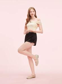 CUCCOO DOLLMOD 女士休闲仿珍珠装饰平底芭蕾平底鞋 - 香檳色 - 查看 2