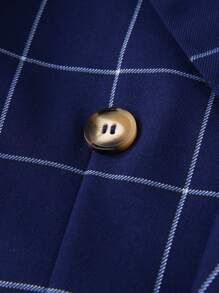 Manfinity Mode Men's Business Plaid Double-Breasted Suit Set (Jacket + Pants), Nice Suit For Men, Suits For Men, Men Suit - Navy Blue - View 6