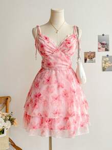 Soleia 春季花卉扎染印花编织女士度假连衣裙、情人节、生日连衣裙 - 彩色 - 查看 6