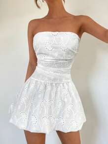 Roylia Fashionable & Sexy Halter Lace-Up Off Shoulder Cutout Knitted Bodycon Mini Dress - White - View 5