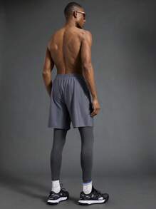 Manfinity Sport Polished Herren Sporthose mit Buchstaben-Muster und Tunnelzug an der Taille, 2 in 1
