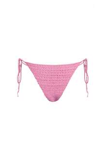 SHEIN Swim 钩针编织 3D 花朵比基尼套装（带粉色罩衫）女式夏季 - 粉色 - 查看 3