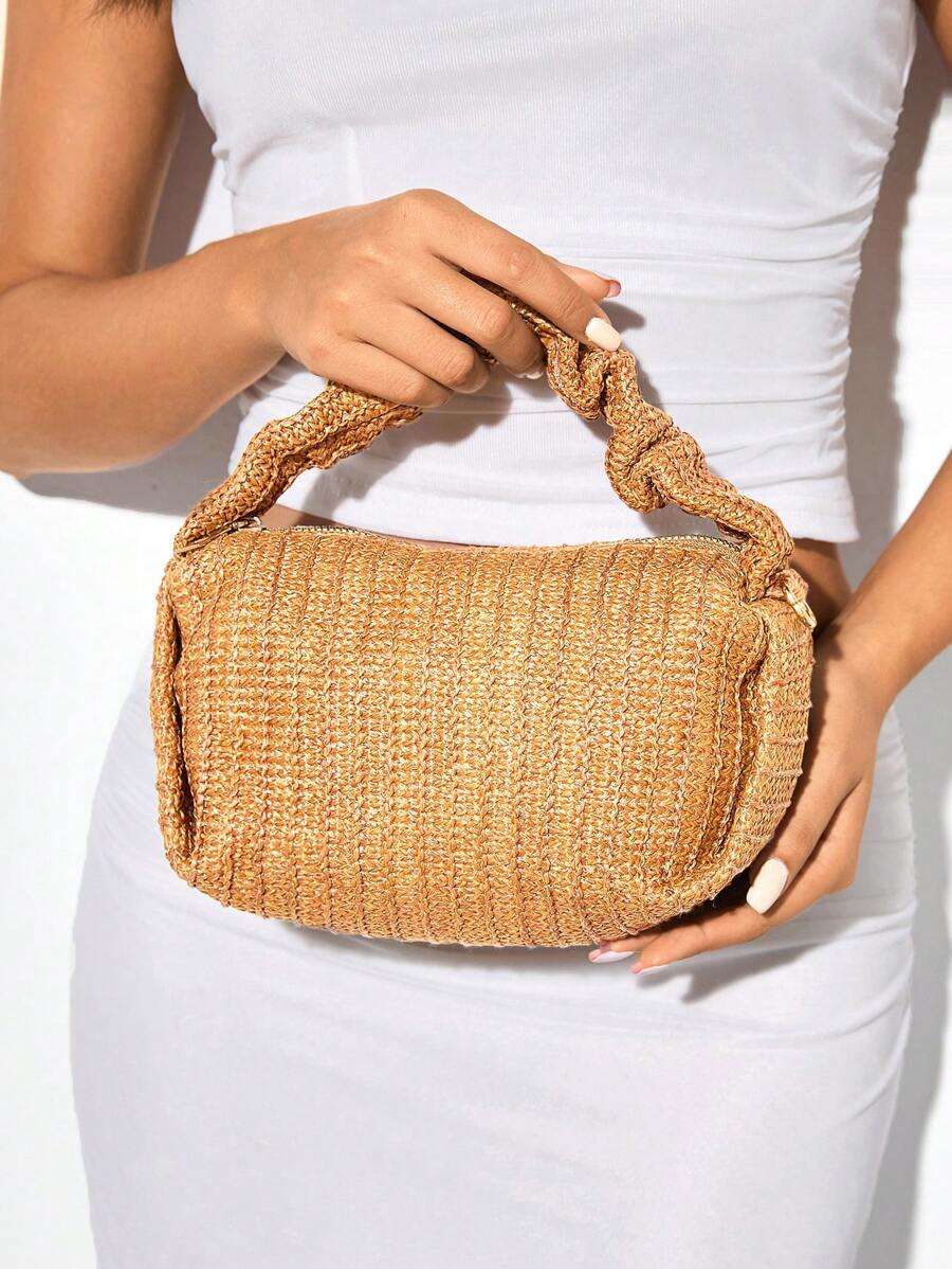 SHEIN BAE Vacation Style Casual Woven Ladies Chain Shoulder Bag - Camel - View 1