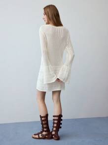 MOTF STUDIO 镂空针织系带毛衣裙 - 杏色 - 查看 5