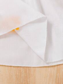 Baby Girl Floral Print Button-Front Top And Long Pants Set, Minimalist Style - Light Wash - View 5