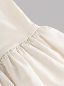 SHEIN Girlism Teen Girl Summer White Spaghetti Strap Ruched Peplum Skater Dress