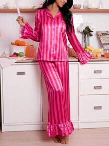 SweetSlumber Conjunto de pijama de mujer con cárdigan a rayas