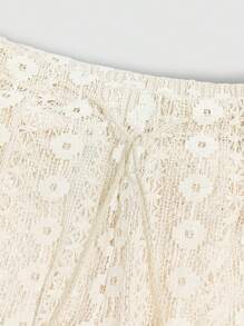 女士钩针蕾丝边象牙白裤子 - 杏色 - 查看 3