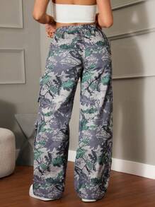 SHEIN SXY Damen Lässig Jeans mit elastischem Bund, Taschen und geradem Bein, minimalistischer Stil